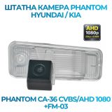 Штатна відеокамера заднього огляду PHANTOM CA-36 CVBS/AHD 1080+FM-03 (Hyundai/Kia)
