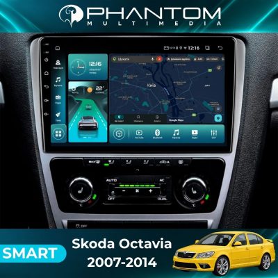 Штатна магнітола PHANTOM SMART S1 QLED10 4+64 SKODA OCTAVIA (1Z) 2007-2014